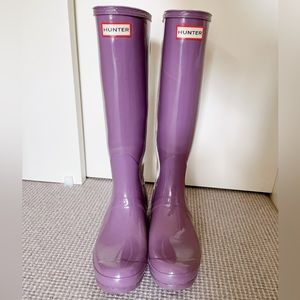 Hunter Lavender Original Tall Gloss Rain Boots Size 10